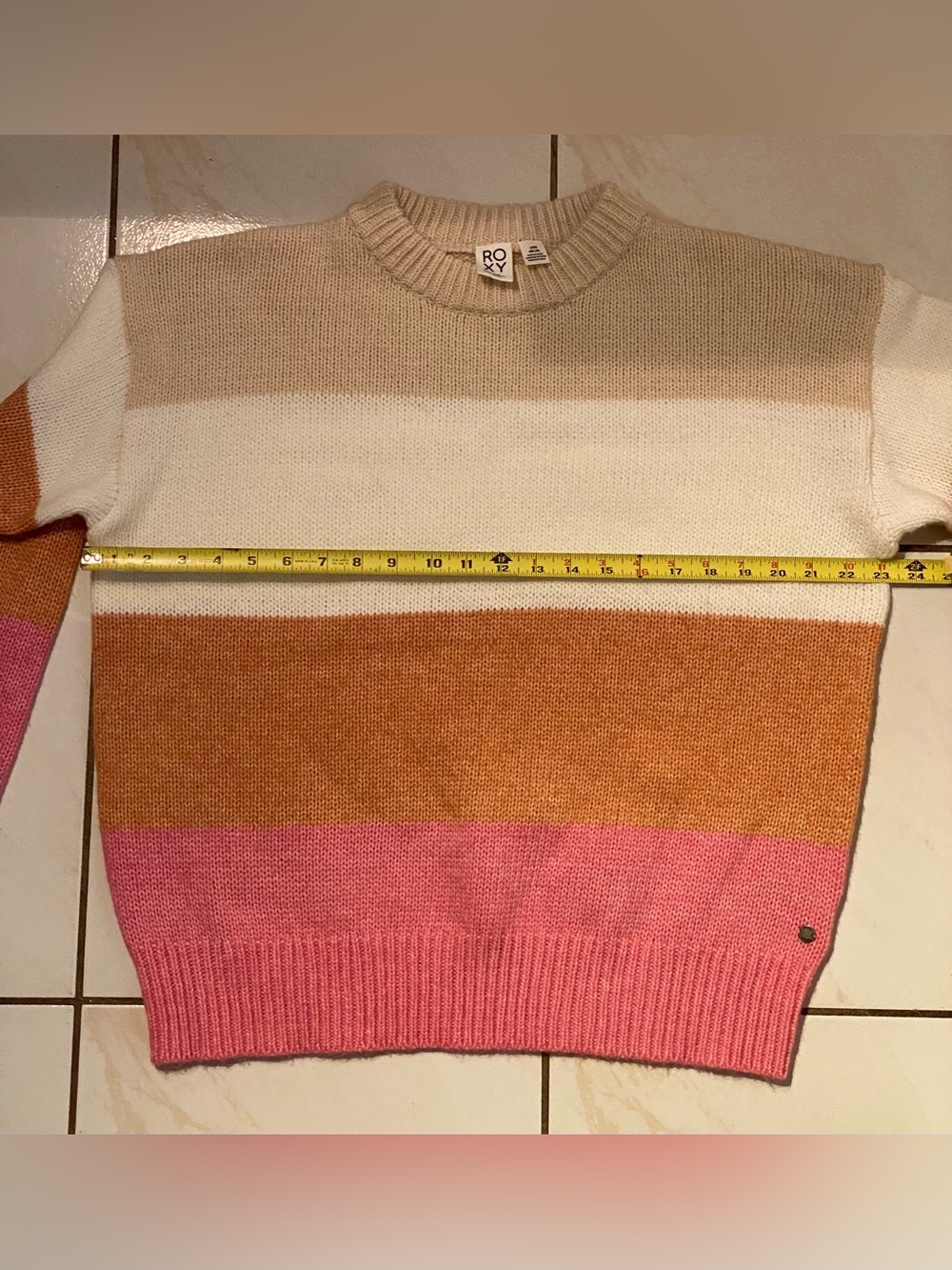 Roxy Too Far Sweater- featuring horizontal color block stripes. Beautiful - Picture 5 of 9